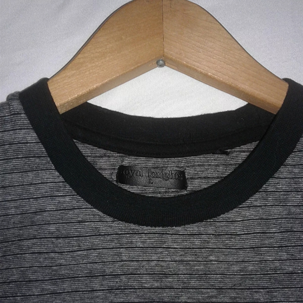 Gray & Black Striped Royal Knights Men's Large Tee